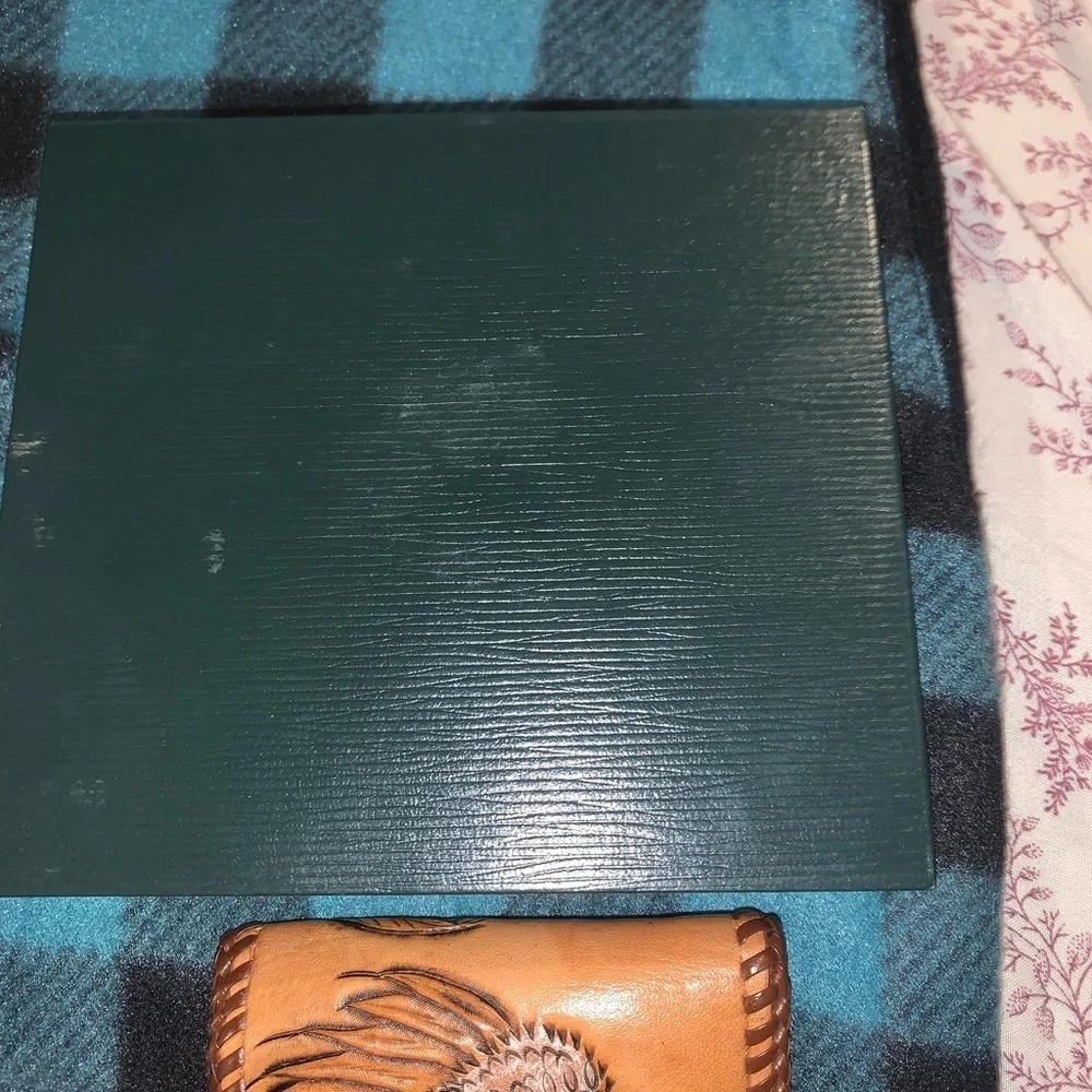 Hand Tooled leather braided Native American wallet with box
